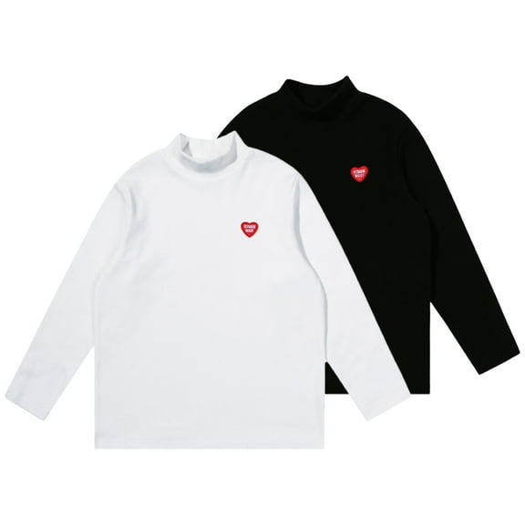 KYAIGUO Kids Teen Boys High Neck T-Shirt 3-14Y Long Sleeve Thermal Turtleneck Pullover Bottom Shirt Tops Shirts Kid Love Solid Color Fall Winter Warm Underwear Tees