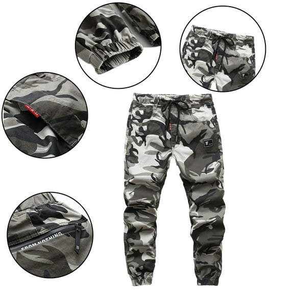 KYAIGUO Kids Teen Cargo Pants for Boys Casual Leggings Elastic Waist Outdoor Pants Big Little Boys Spring Fall Camouflage Cargo Joggers 5-15 Years Old