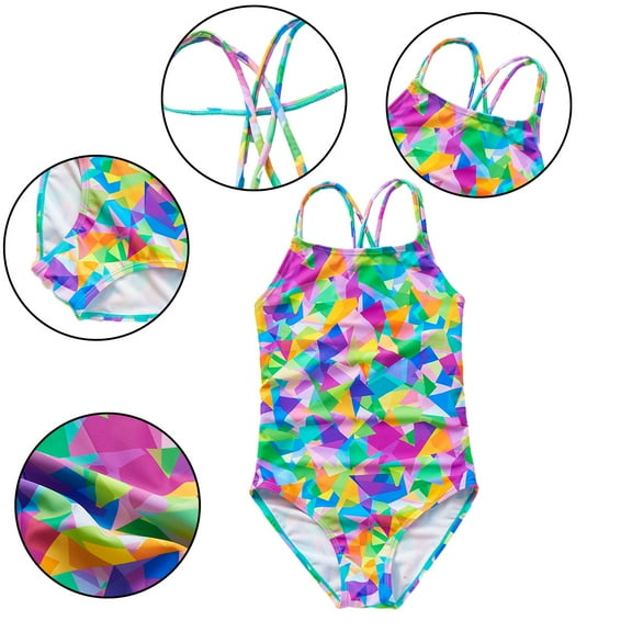 KYAIGUO Kids Teen Girls Swimsuit Toddler Bathing Suit Summer Swimwear Little Big Girls Swimsuit Print Youth Girls Swimsuit Bathing Suit,Sizes 7-13T