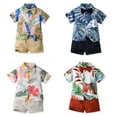 thumbnail image 1 of KYAIGUO Kids Toddle Boys Shorts Set Hawaiian Outfits 2Pcs Button down Floral Shirt Top and Shorts Pants Set Breathable Comfortable Toddler Clothes Setsfor 6M-6Years Old, 1 of 9