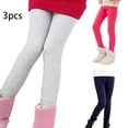 thumbnail image 1 of KYAIGUO Kids Toddler 3PCS Fall Winter Stretch Leggings for Boys Girls Solid Color Bottoms Pants Fleece Trousers Padded Slim Pants for Baby 3-13T, 1 of 9