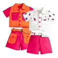thumbnail image 1 of KYAIGUO Baby Kids Girls Summer Set Short Sleeve Cardigan Lapels 12M-6Y Buttons Top + Shorts Pants Toddler Summer Cute Breathable Fabric Suit, 1 of 8