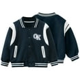 thumbnail image 1 of Esaierr Kids Baby Boys Fall Baseball Jacket Toddler Autumn Winter Coats Lightweight Varsity Jacket Button Thin OutwearVarsity Jacket,Size 1-9Y, 1 of 7