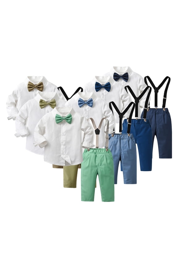 Kids Toddler Boys 2Pcs Clothes Suits,6M-12Y Boss Baby Costume for Baby,Boy Kids Pants+Dress Shirt with Bowtie Set,formal Dress for Toddler Wedding Outfits