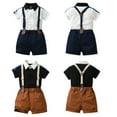 thumbnail image 1 of KYAIGUO Kids Toddler Boys 2Pcs Gentleman Suit Summer Clothes Baby Boys Gentleman Outfit Suits Solid Color Pullover Short Sleeve Shirt + Suspender Shorts Baby Set for 3M-6Years, 1 of 9