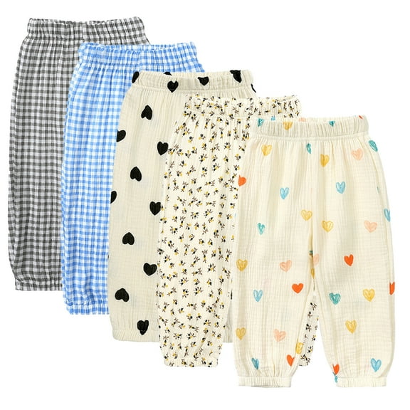 KYAIGUO Kids Toddler Boys Girls Sweatpants Jogger Pants Unisex Pants Casual Trousers Elastic Waist Trousers Sweat Pants 1-8 Years Floral Spring Summer Mosquito Repellent Pants