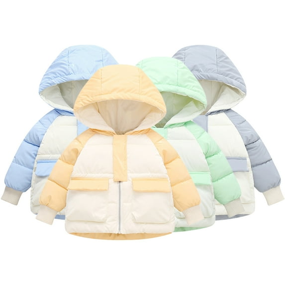 KYAIGUO Kids Toddler Boys Girls Winter down Puffer Outerwear Jacket Baby Autumn Winte Warm Hooded Jacket Zipper Up Cute Thermal Little Big Girls Snow Coat,Size 1-9T