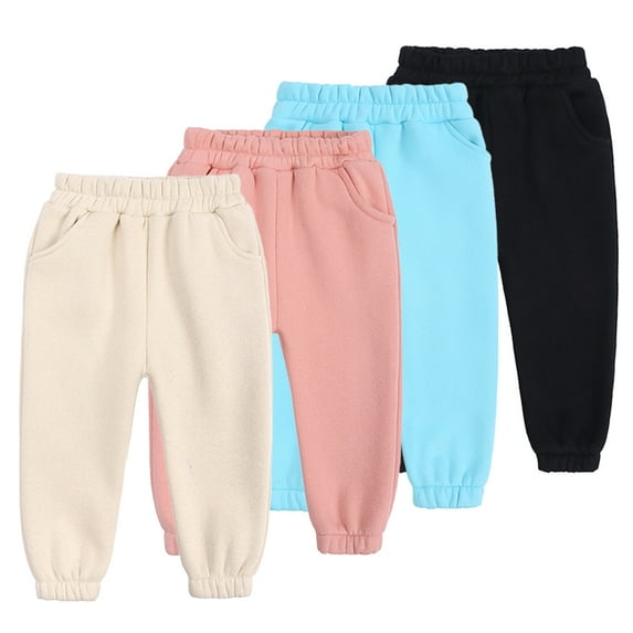 KYAIGUO 1-13T Kids Boys Winter Casual Sweatpants Toddler Girls Warm Thick Active Playwear Jogger Baby Athletic Sport Fleece Track Pants