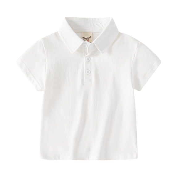 KYAIGUO Kids Toddler Boys Short Classic Solid Color Lapel T-Shirt for Baby Infant 1-6 Years Old