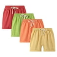 thumbnail image 1 of KYAIGUO Kids Toddler Boys Solid Color Shorts Baby Girls Drawstring Elastic Waist Casual Shorts Summer Cotton Linen Shorts 2-13Y, 1 of 11