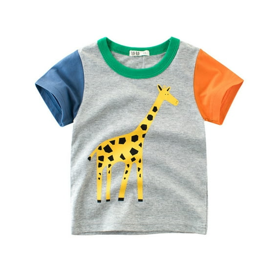 KYAIGUO Kids Toddler Boys Summer T-Shirts Baby Boys Short Sleeve Shirt New Tees Cotton Cartoon Baby Cute T-Shirt Top Summer Clothes,Size 1-10T