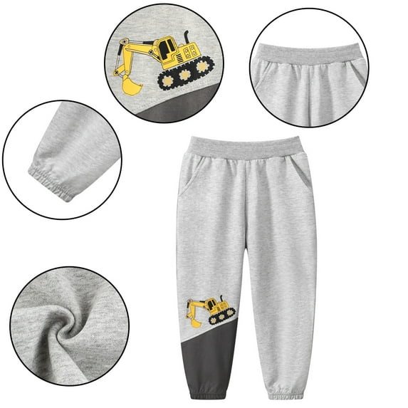 KYAIGUO Kids Toddler Boys Sweatpants Sport Jogger Trousers Baby Cartoon Cotton Sweat Pants Elastic Waist Sport Jogger Pants Age 1T-7T
