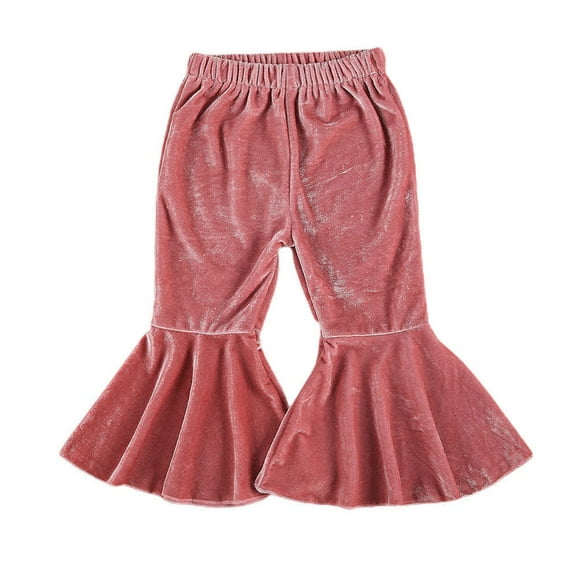 KYAIGUO Kids Toddler Fall Winter Flare Leggings for Girls Velvet Flare Pants Infant Casual Long Pants Elastic Waist Baby Bell Bottoms Tights Little Girls Bottoms Tights Size 6m-6years