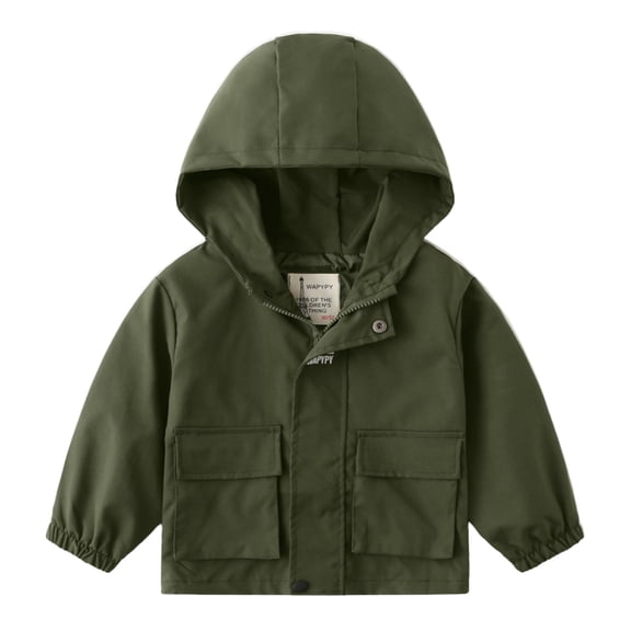 KYAIGUO 2-8T Baby Toddler Boys Girls Long Sleeve Full-Zip Jacket Coats Kids Fall Hooded Sweatshirts Jacket with Pouch Pockets