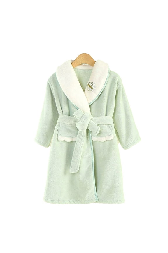 Kids Toddler Girls Boys Solid Bathrobe,Skin-Friendly Soft Robe Pajamas with Belt Solid Color Bath Towel Sleepwear Casual Cotton Fleece Bathrobe for 3-10 Years
