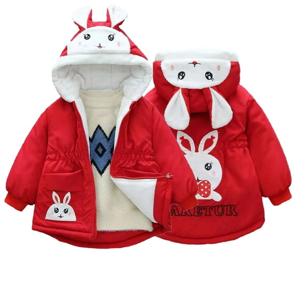 KYAIGUO Kids Toddler Girls Fleece Outwear 1-8Years Baby Thickened Warm Jacket Top Soft Comfortable Long Sleeve Active Casua Little Girls Zippe Fall Winter Outerwear Coats with Hoods