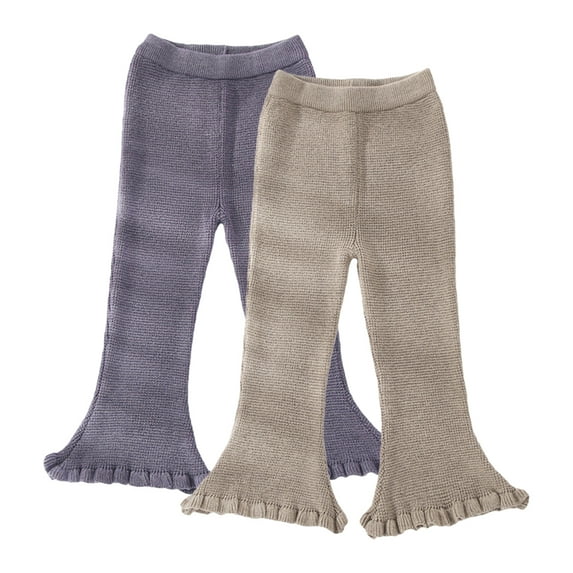 KYAIGUO Kids Baby Knit Flare Pants for Girls Cute Workout Dancing Yoga Casual Toddler High Waisted Bell Bottoms Leggings