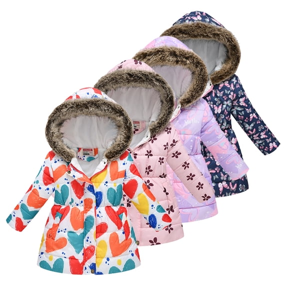 KYAIGUO Kids Toddler Girls Long Winter Coats Teen Girls Clothing Waist, Slim Body Winte Snowsuit Outerwear Baby Thick Warm Cotton Hooded Jacket,Size 3-12Years
