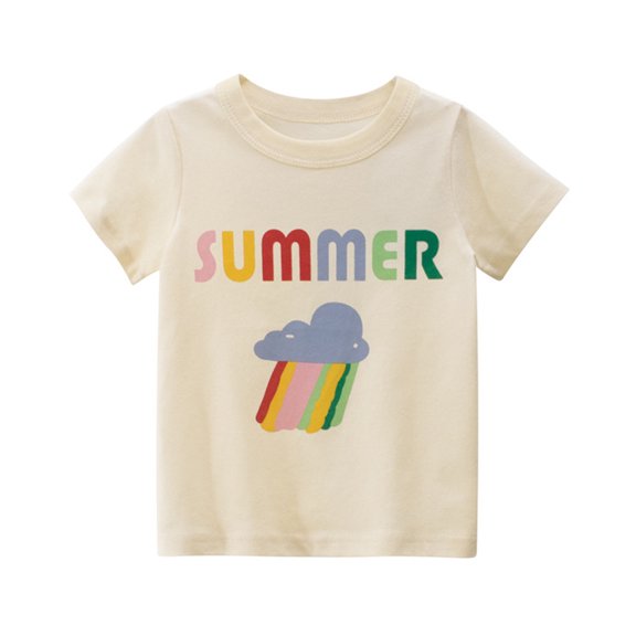 KYAIGUO Kids Toddler Girls Short Sleeve T-shirt Baby Summe Pullover T Shirt Tee Shirt Cartoon Casual Cute New Fashion Crewneck Tops Clothes,Size 1-8T