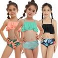 thumbnail image 1 of KYAIGUO Kids Toddler Girls Sleeveless Swimsuit Baby Summer Beach Rash Guard Swimwear Two Piece Ruffle Sunsuit Bathing Suit for 2-12T, 1 of 11