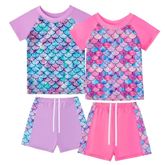 KYAIGUO Kids Toddler Girls Split Swimsuits Two Piece Swimsuit Girls Water Sport Shorts Swimsuit Beach Sun Protection Bathing Suits for 5-12 Years