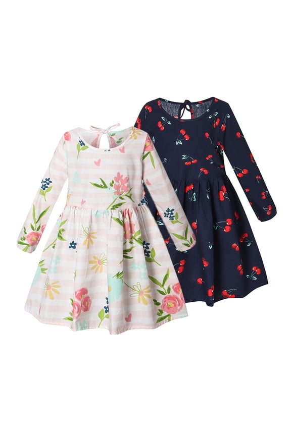 Kids Toddler Girls Spring Fall Pullover Dresses Forkids 6M-6Y Little Girls Long Sleeve Print Dress Fashion Dress Newborn Toddler Sports Casual Cute Dress