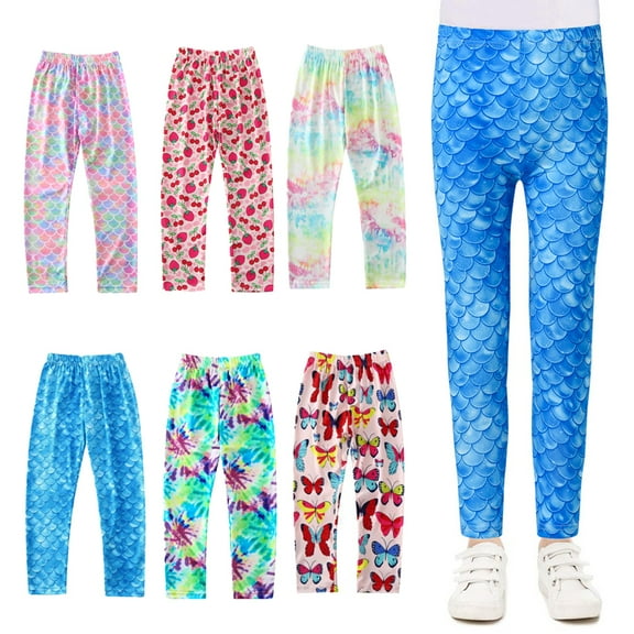 KYAIGUO Kids Toddler Girls Spring Prints Stretch Leggings Summer Floral Ankle Length Cotton Pants Comfy Casual Trousers for 3-10 Years Old