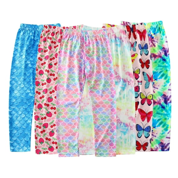 KYAIGUO Kids Toddler Girls Spring Prints Stretch Leggings Summer Floral Ankle Length Cotton Pants Comfy Casual Trousers for 3-10 Years Old