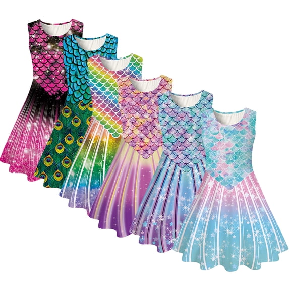 KYAIGUO Kids Toddler Girls Summer Sleeveless Dresses Birthday Sundress Swing Princess Dresses for 4-13 Years Old