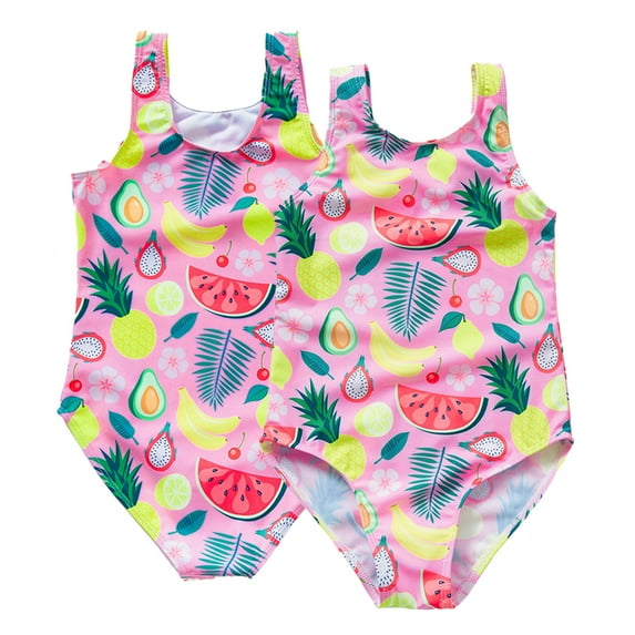 KYAIGUO Kids Toddler Girls Swimsuit Toddler Bathing Suit Summer Swimwear Little Girls Swimsuit One-Piece Cartoon Print Baby Triangle Bathing Suit,Sizes 2-9T