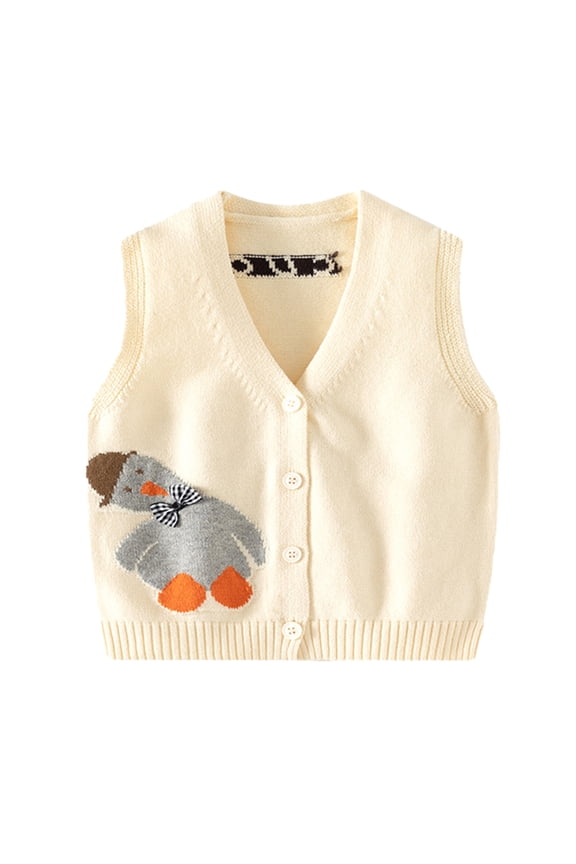 Kids Toddler Knit Vest Jacket for Boys Girls,Baby Infant Knitted Waistcoat Coats Cute Casual Cartoon Spring Fall Sleeveless Outwear for 9M-5Years Old