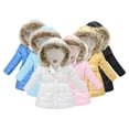 thumbnail image 1 of KYAIGUO Kids Toddler Long Winter Coats for Boys Girls,Boys Girls Winte Snowsuit Outerwear Baby Thick Warm Cotton Hooded Jacket Clothing Waist Slim Shiny Jackets,Size 3-12Years, 1 of 8