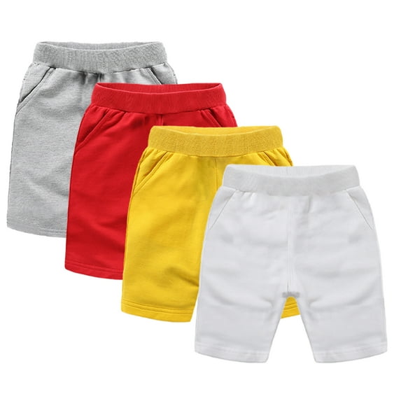 KYAIGUO Kids Toddler Shorts Pants for Boys,Baby Casual Solid Color Knitted Five-Minute Pants Drawstring Waist Soft Cute Breathable Newborn Shorts for 9M-10Y