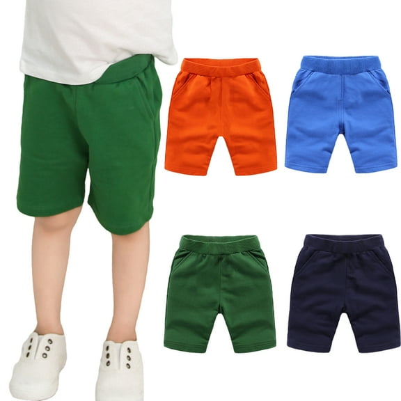 KYAIGUO Kids Toddler Shorts Pants for Boys,Baby Casual Solid Color Knitted Five-Minute Pants Drawstring Waist Soft Cute Breathable Newborn Shorts for 9M-10Y