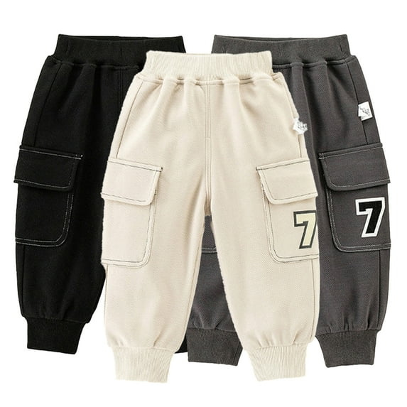 KYAIGUO Kids Toddler Spring Fall Sweatpants Active Pants for Boys,Baby Fleece Jogger Pants Cute Casual double layered plush Elastic Waist Spring Fall Trousers for 1-7Years