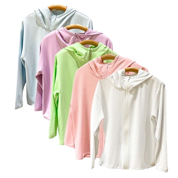 KYAIGUO Kids Toddler Sun Protection Jacket for Boys Girls,Unisex Baby Long Sleeve Sun Shirt Active Zipper Sunscreen Clothing Light Ice Silk Hooded Sun Protection Top for 2-12Years Old
