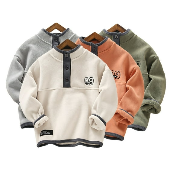 KYAIGUO Kids Toddler Sweat Top for Boys,Baby Fall Winter Long Sleeve Pullover Active Casual Thickened Warm Big Little Boys Fleece Sweatshirt for 2-12 Years