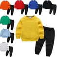 thumbnail image 1 of KYAIGUO Kids Toddler Sweatshirt Outfits for Boy Girl 2-14Y Long Sleeve Fall Outfits Set 2PCS Autumn Solid Color Sweatshirt Pants Outfits, 1 of 8