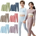 thumbnail image 1 of KYAIGUO Kids Girls Velvet Thermal Underwear Set Long Johns Toddler Boys Winter Fleece Breathable Pajama Set Cotton Lined Base Layer, 1 of 9