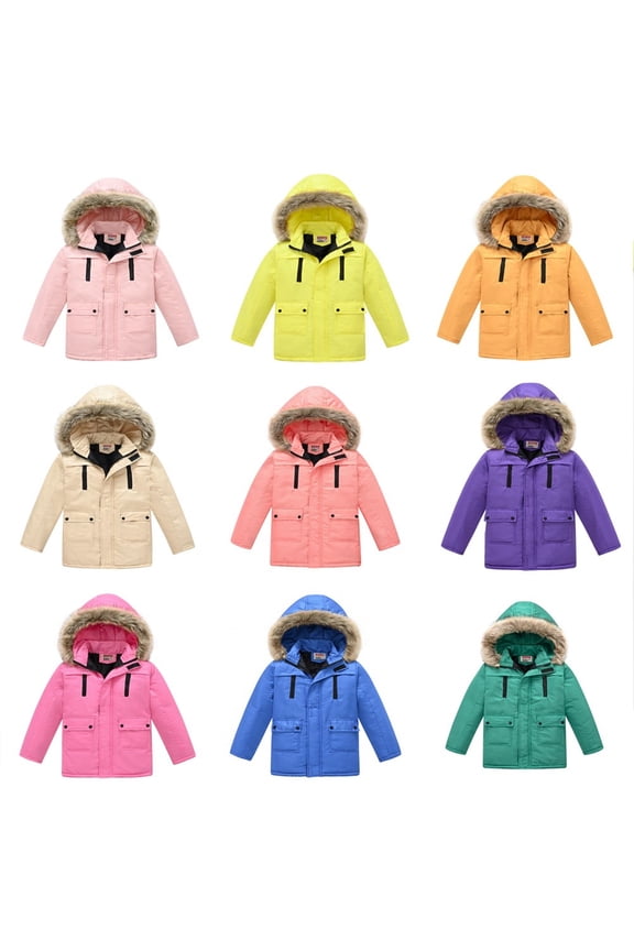 Kids Toddler Winter Warm Jacket Snow Coats for Boys Girls,3-12 Years Baby Thick Warm Hoodie Cotton Outwear Cotton Clothes Kid Waterproof Ski Jacket