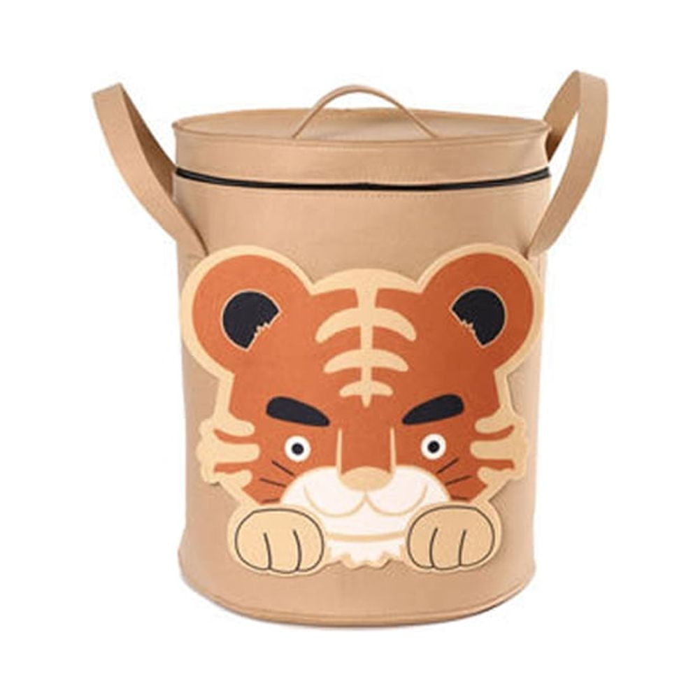 KYAIGUO Portable Toy Organizer Drawstring Toy Cartoon Storage Basket with Anti Dust Lid for Store Kids Toys