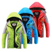 KYAIGUO Kids Waterproof Jacket for Boys,Youth Windproof Snowboarding Rain Jacket Outerwear Toddler Fall Winter Warm Ski Hooded Jacket Zipper Warm Winter Fleece Snow Coat,Size 4-14Y