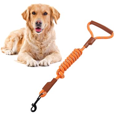 Genuine Leather Short Dog Lead, Strong Traffic Pet Leads With Heavy Duty Metal Hook