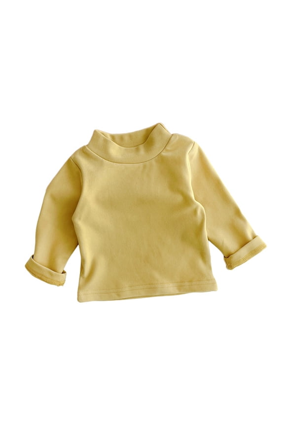 Little Boys Girls Fall Winter Undershirt Newborn Thermal Tops Pullover Baby Winter Undershirt Toddler Long Sleeve Solid Cotton Turtleneck Baselayer Long Sleeve T Shirts,Size 3M-3Y