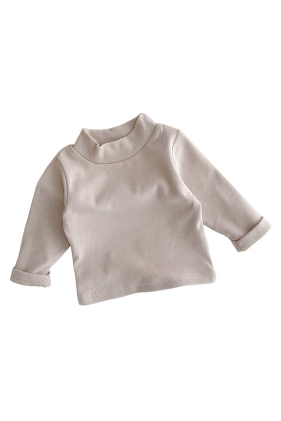Little Boys Girls Fall Winter Undershirt Newborn Thermal Tops Pullover Baby Winter Undershirt Toddler Long Sleeve Solid Cotton Turtleneck Baselayer Long Sleeve T Shirts,Size 3M-3Y