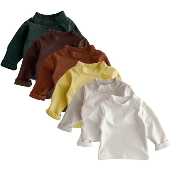 Esaierr 3M-3Y Newborn Thermal Tops Pullover Baby Winter Undershirt Toddler Long Sleeve Solid Cotton Turtleneck Baselayer Long Sleeve T Shirts Little Boys Girls Fall Winter Undershirt