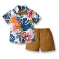 thumbnail image 1 of KYAIGUO Little Boys Hawaiian Short Sets Summer Beach Short Sleeve Shirt Top+shorts Suits for Toddler Kids 6M-6Y, 1 of 6