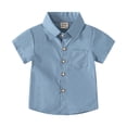 thumbnail image 1 of KYAIGUO Little Boys Short Shirt Button down Short Shirt Summer Short Sleeve Tops for Toddler Kids Ages 1-6, 1 of 8