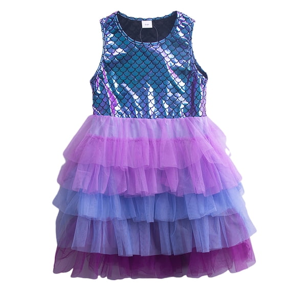 KYAIGUO Little Girls Party Dress Summer Clothes Sleeveless Mesh Tutu Dress for Holiday Party Toddler Kids Ages 3-8 Dress