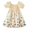 thumbnail image 1 of KYAIGUO Little Girls Short Sleeve Dress Spring Casual Butterfly Dress Fashion Print Dress for Summer Spring Party 2-6 Years Old, 1 of 6